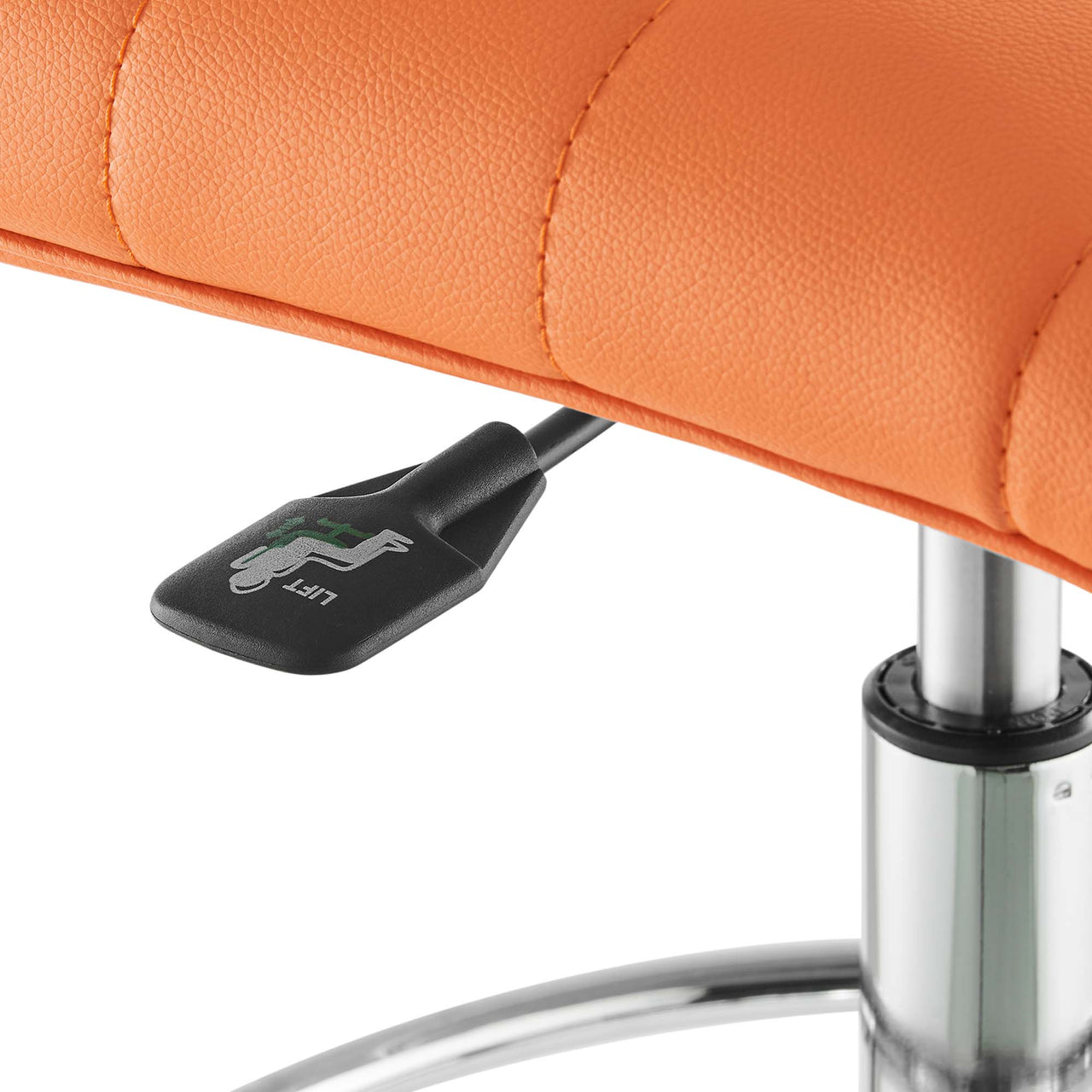 Drift Armless Eco-Leather Drafting Chair, Silver & Orange