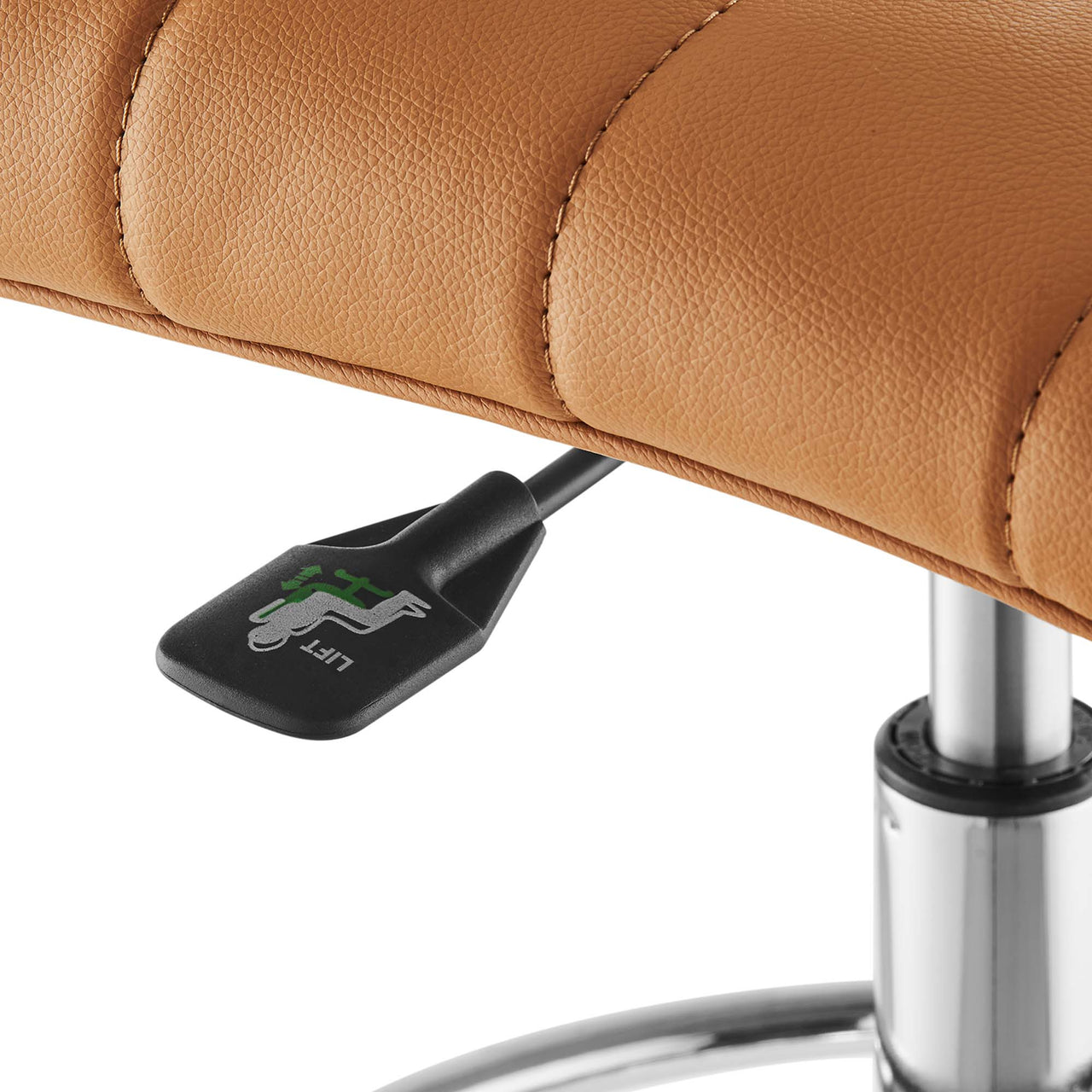Drift Armless Eco-Leather Drafting Chair, Silver & Tan