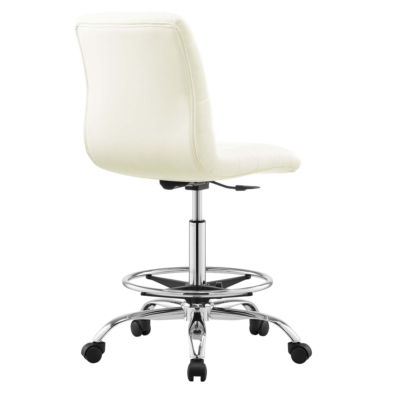 Drift Armless Eco-Leather Drafting Chair, Silver & White
