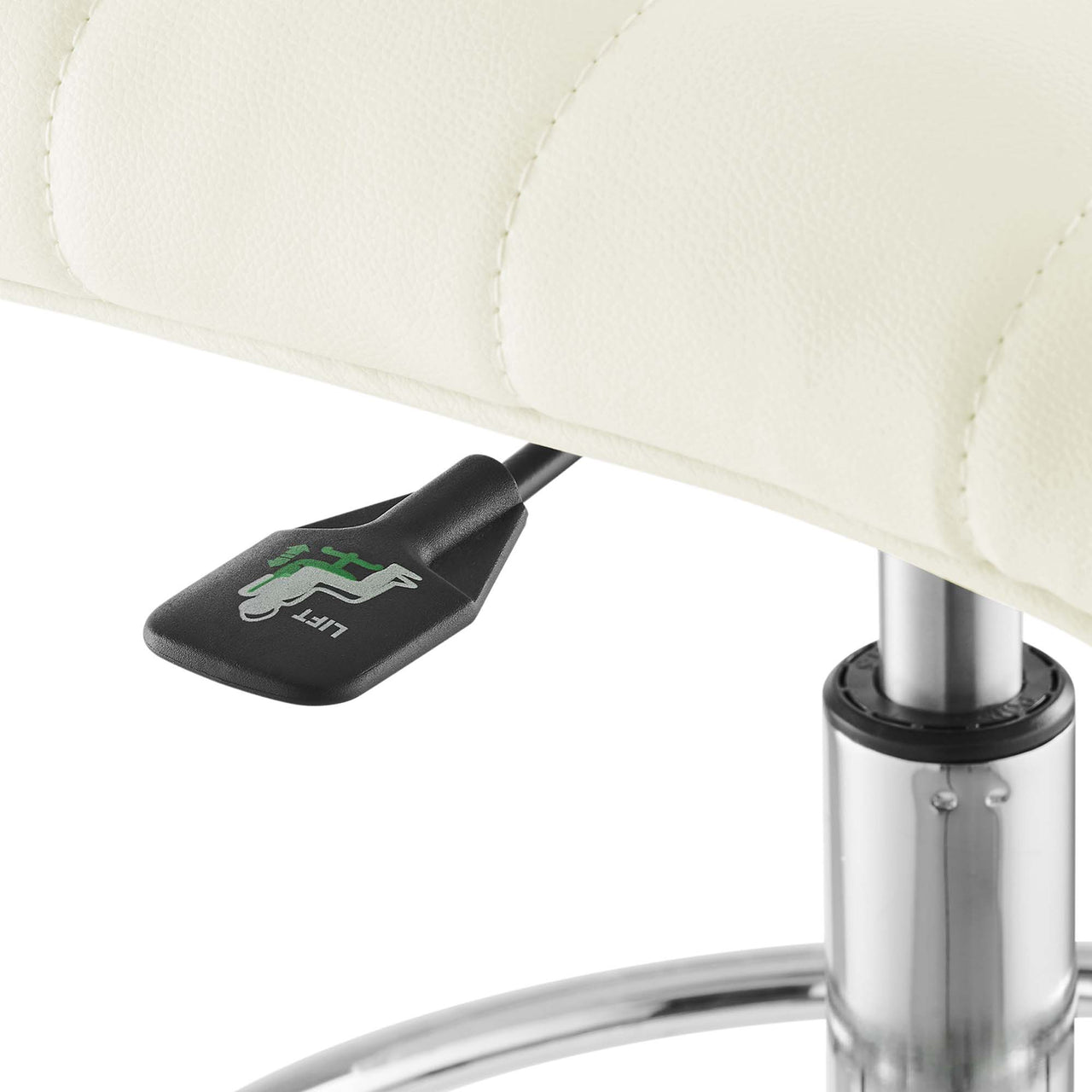 Drift Armless Eco-Leather Drafting Chair, Silver & White