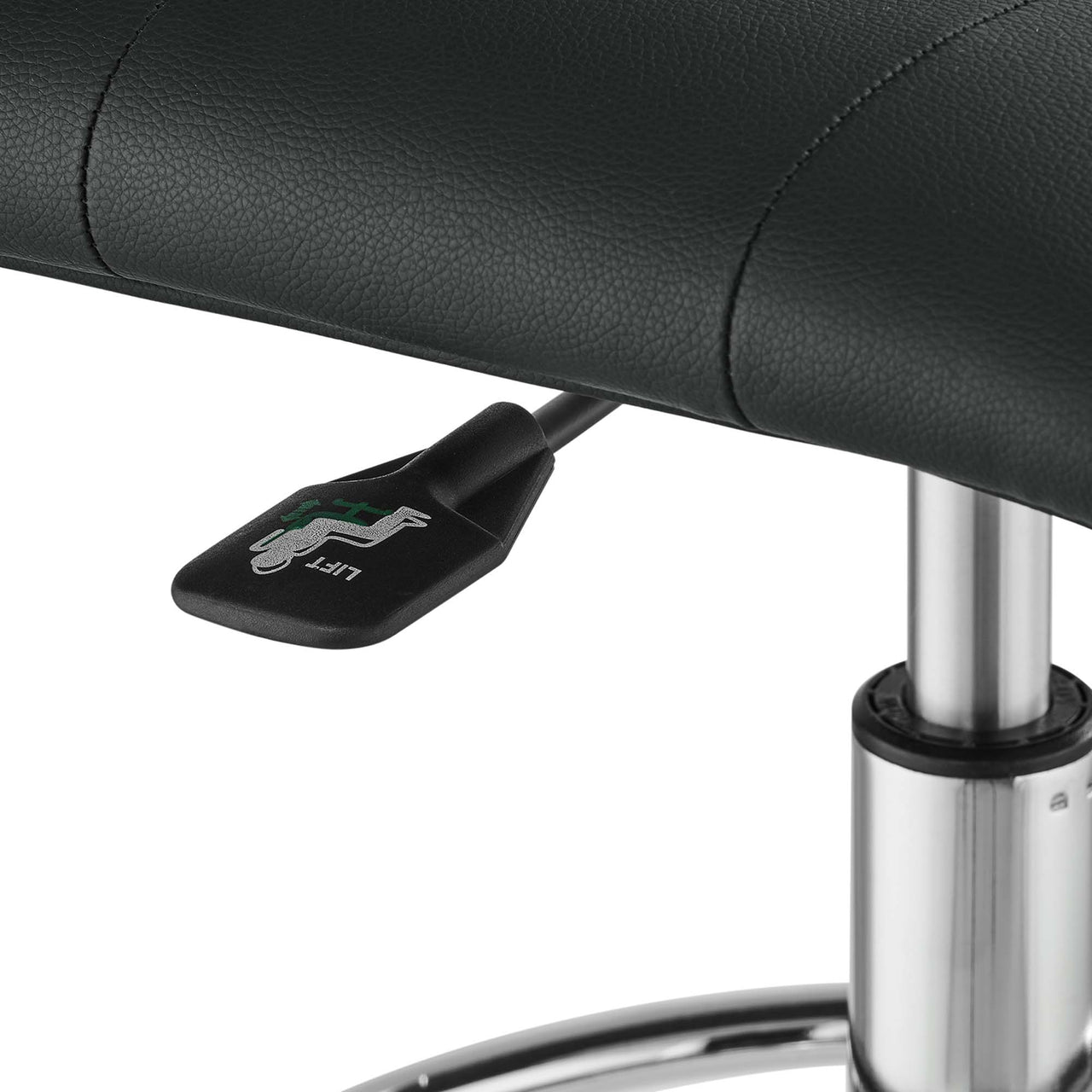 Quartz Armless Eco-Leather Drafting Chair, Silver & Black