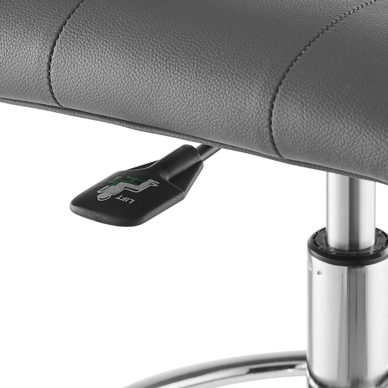 Quartz Armless Eco-Leather Drafting Chair, Silver & Gray