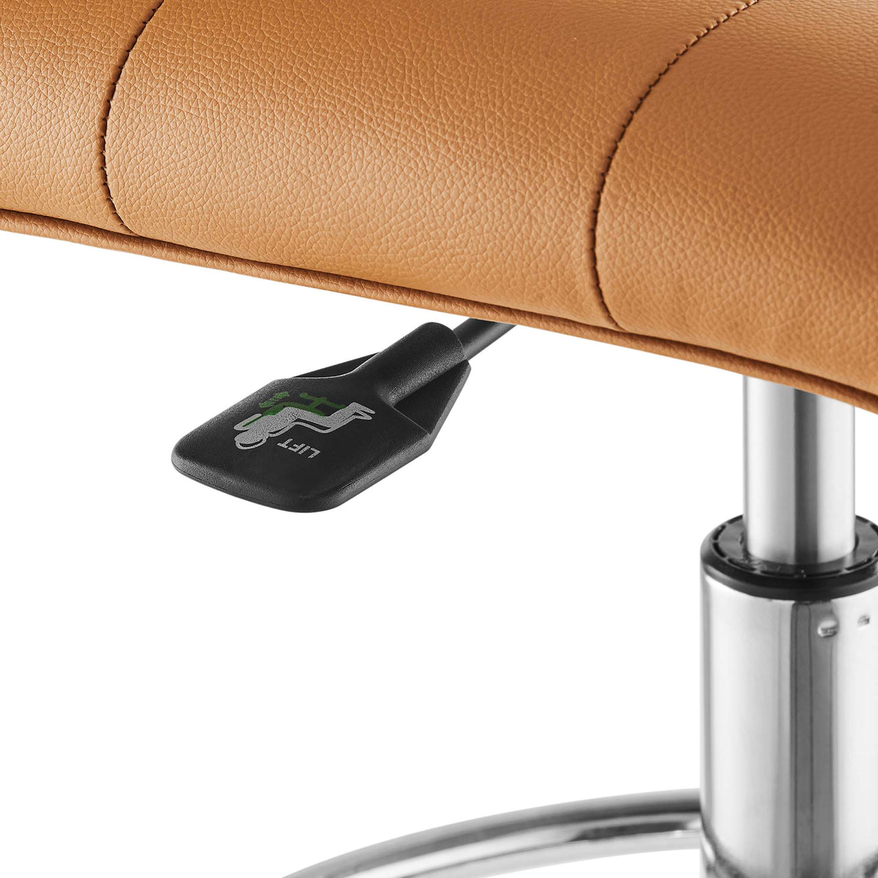 Quartz Armless Eco-Leather Drafting Chair, Silver & Tan