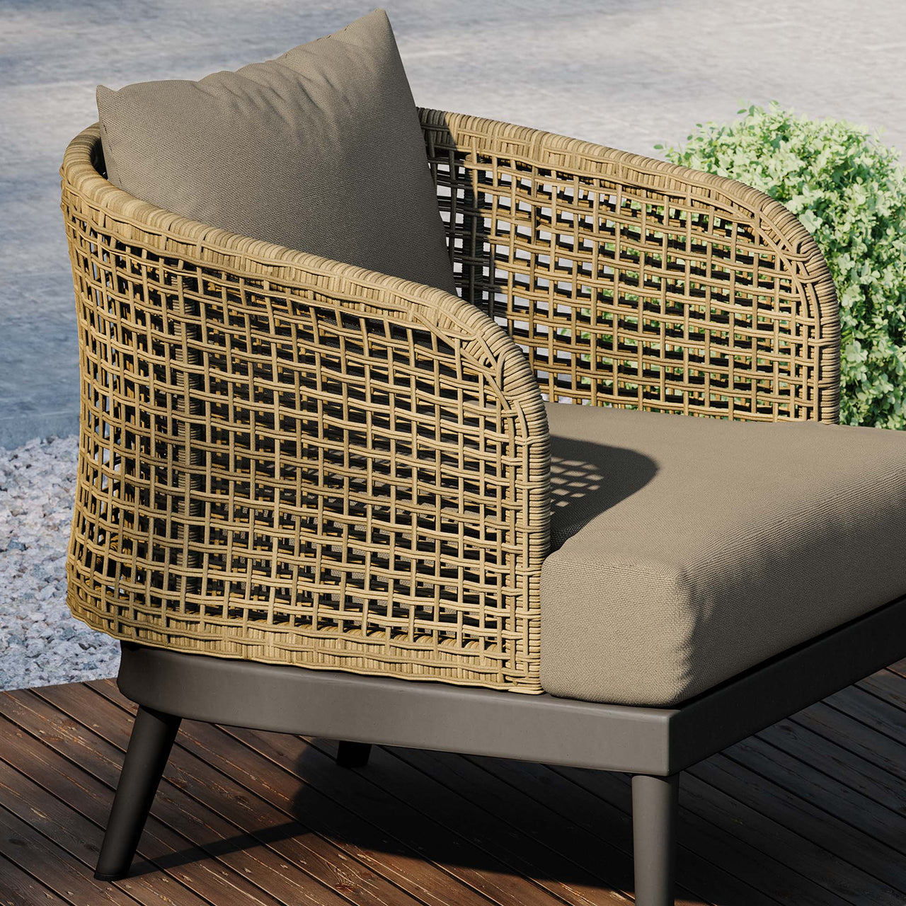 Pasture Alfresco Armchair, Natural Wood & Taupe