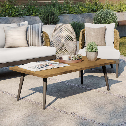 Pasture Alfresco Teak Coffee Table, Natural Wood & Taupe
