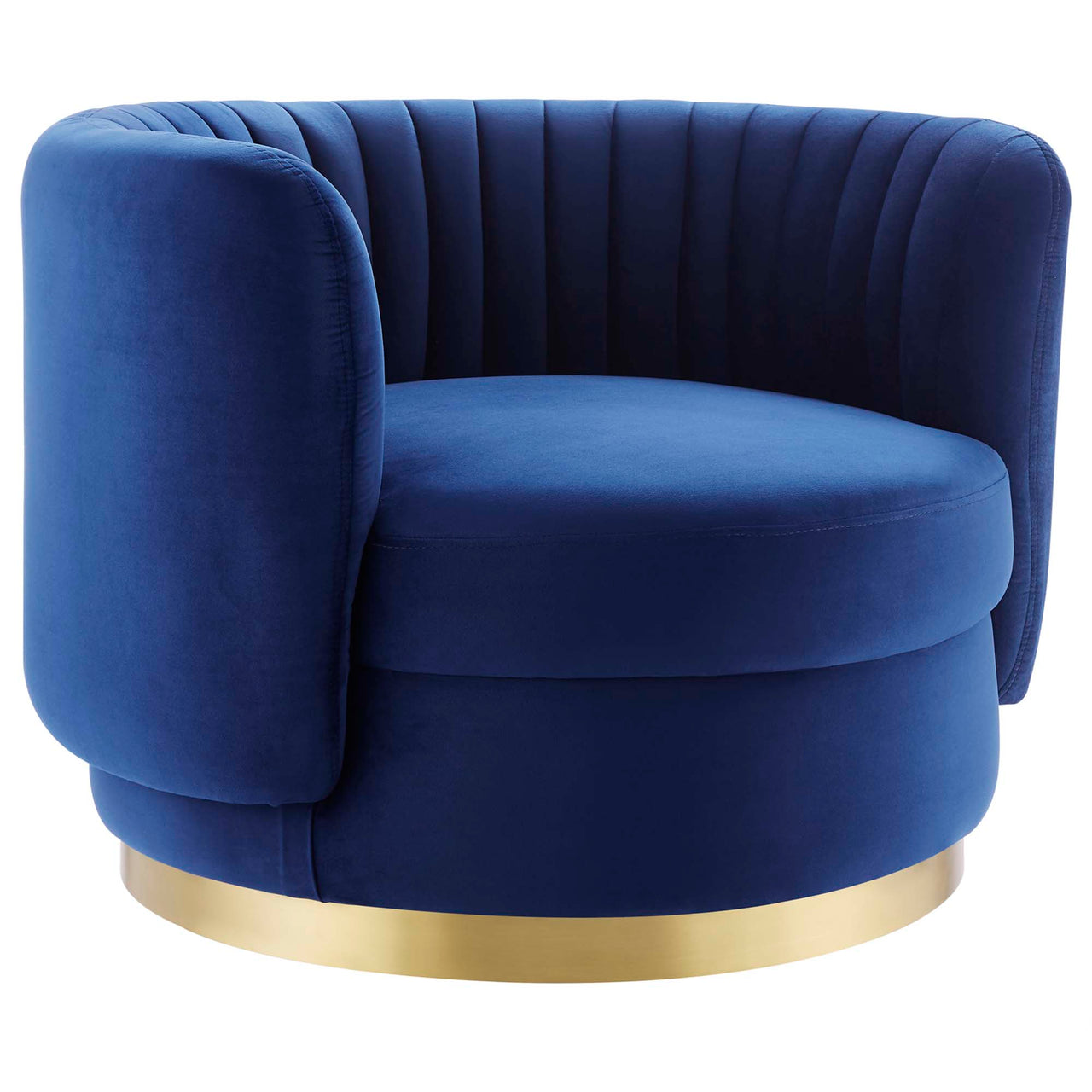 Persephone Velvet Swivel Accent Chair, Gold & Navy