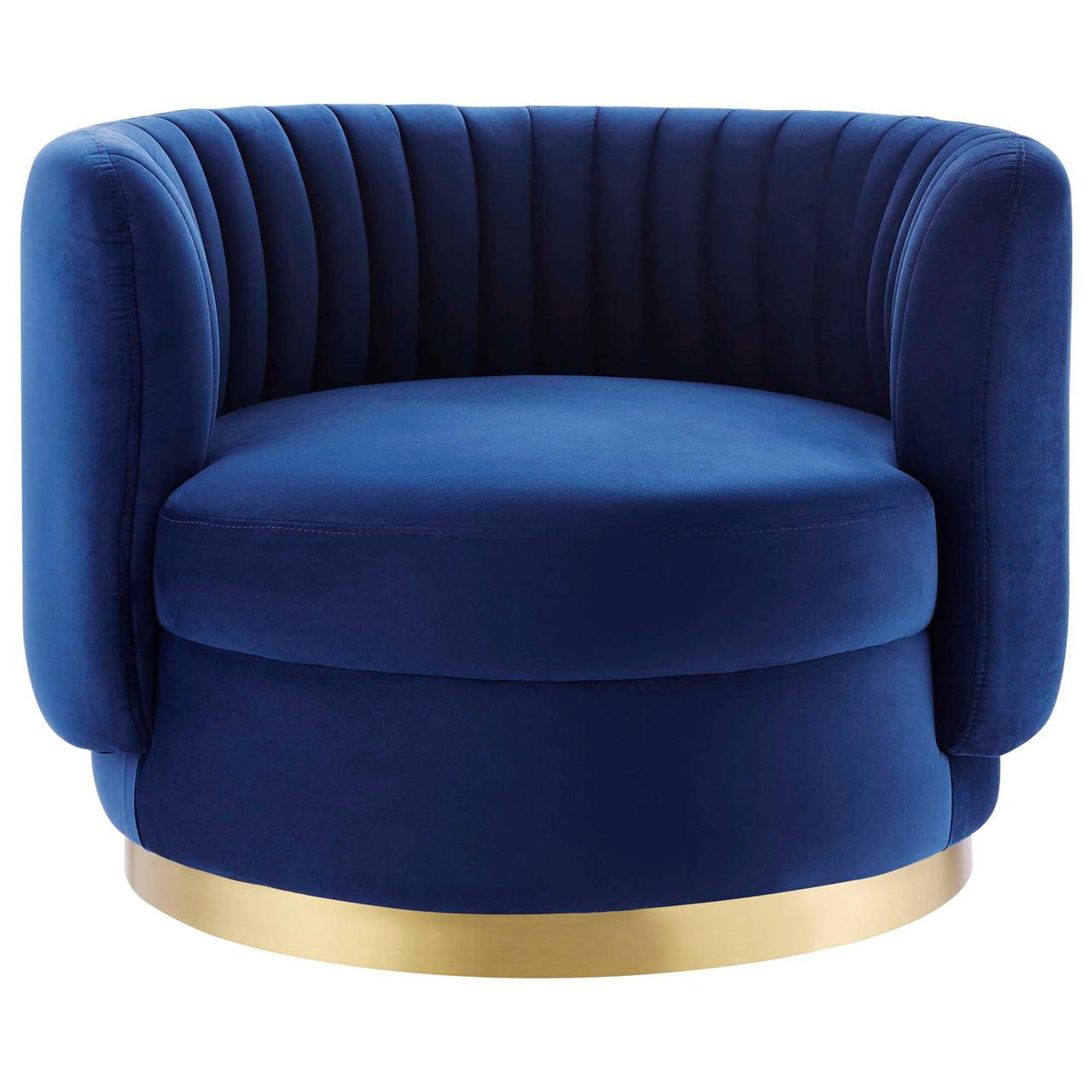 Persephone Velvet Swivel Accent Chair, Gold & Navy