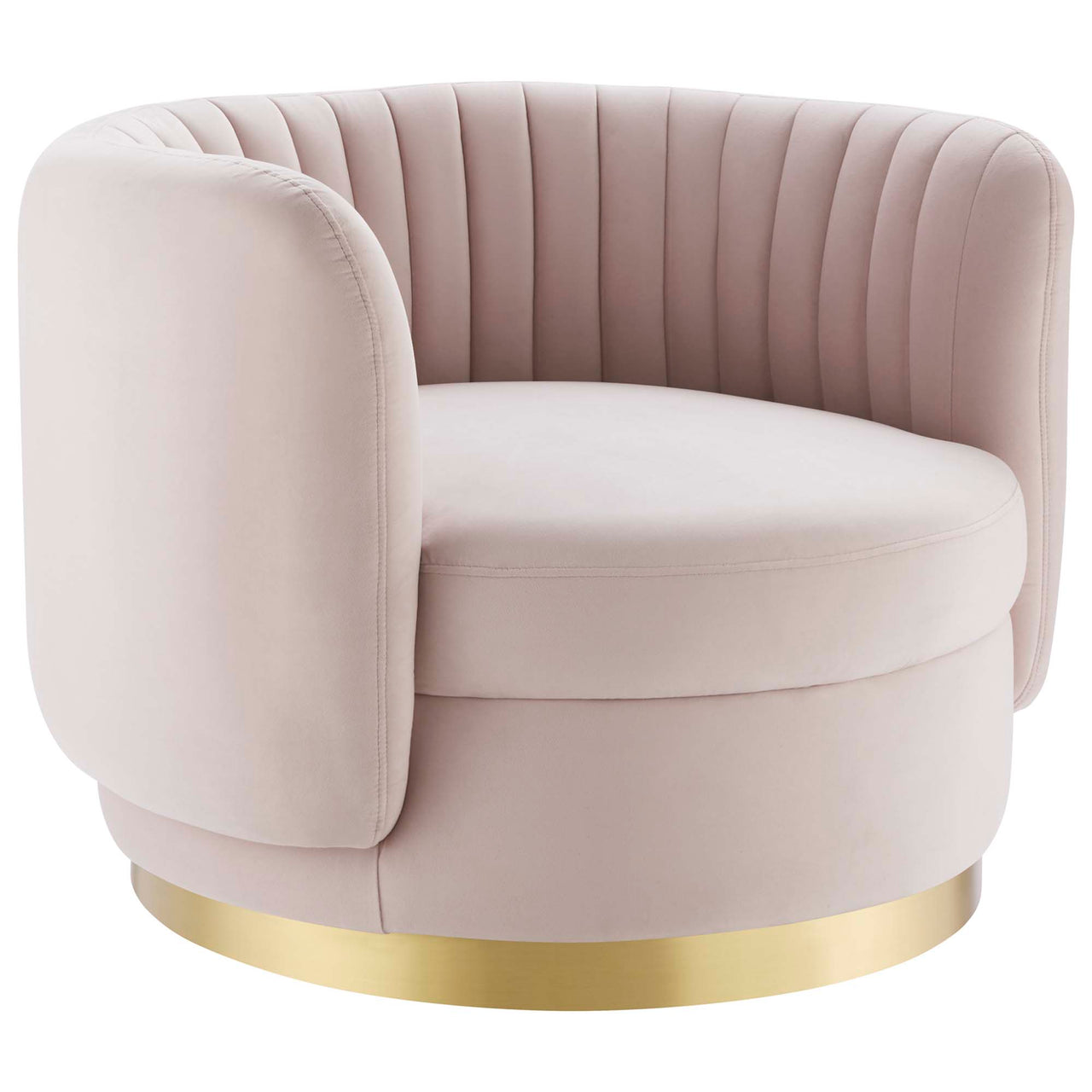 Persephone Velvet Swivel Accent Chair, Gold & Pink