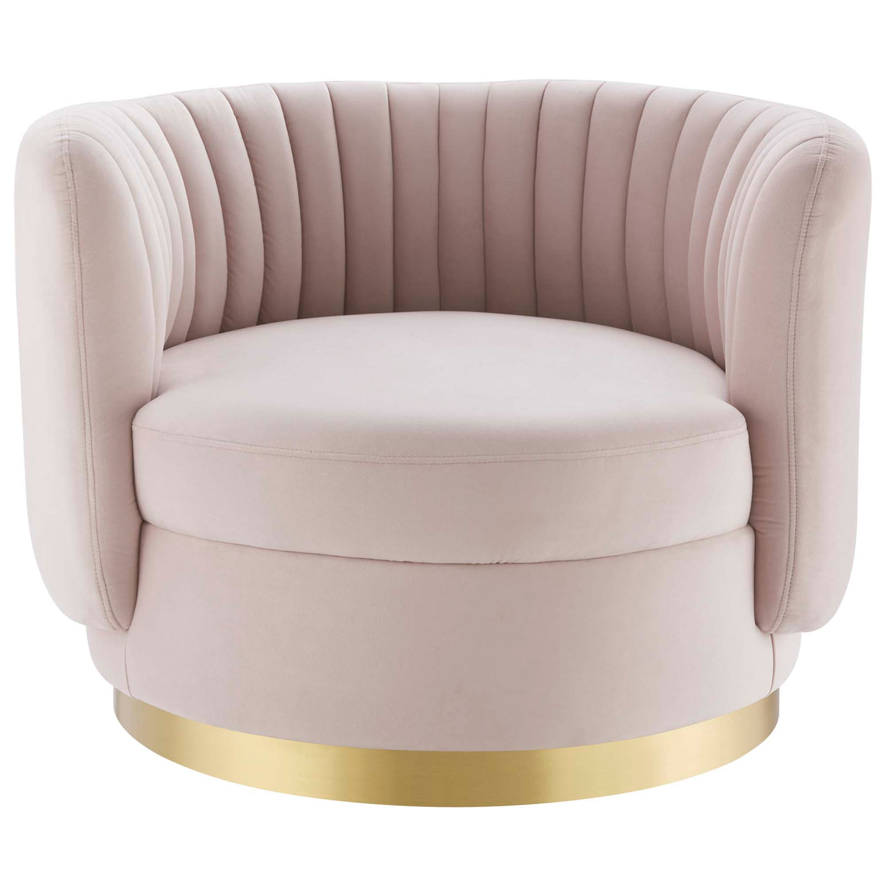 Persephone Velvet Swivel Accent Chair, Gold & Pink