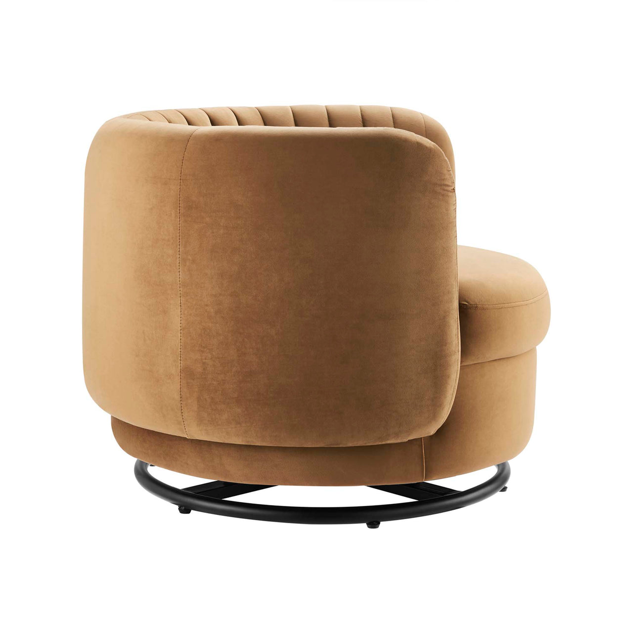 Persephone Velvet Swivel Accent Chair, Black & Cognac