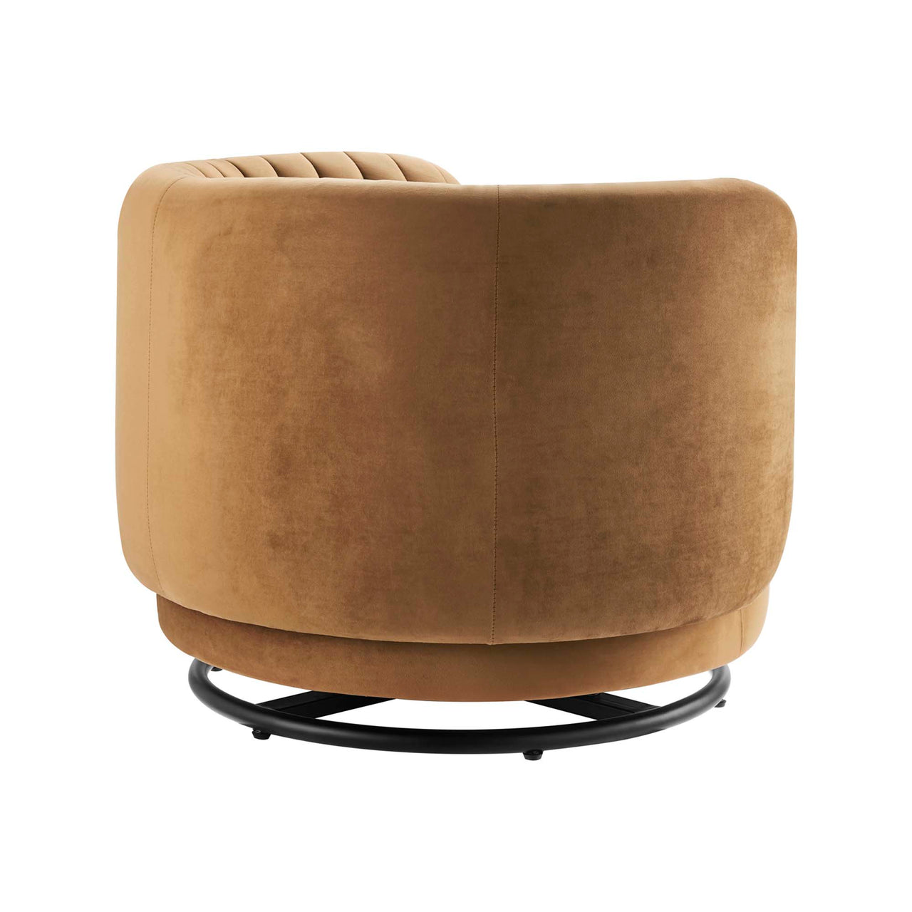 Persephone Velvet Swivel Accent Chair, Black & Cognac