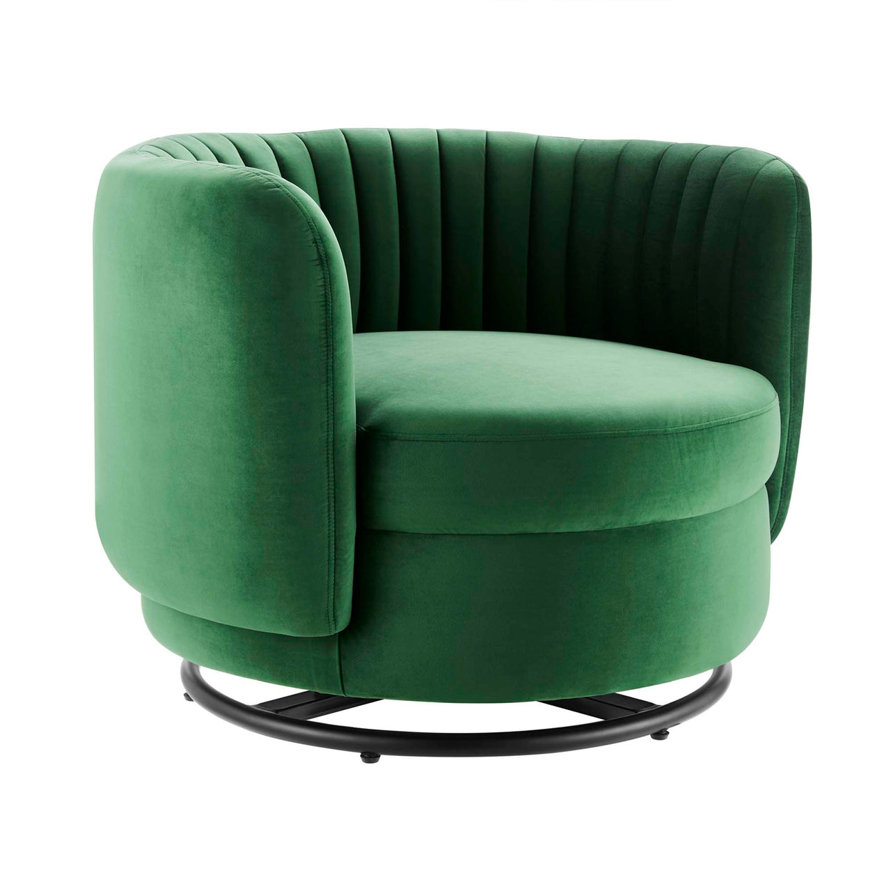 Persephone Velvet Swivel Accent Chair, Black & Emerald