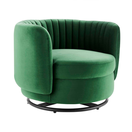Persephone Velvet Swivel Accent Chair, Black & Emerald