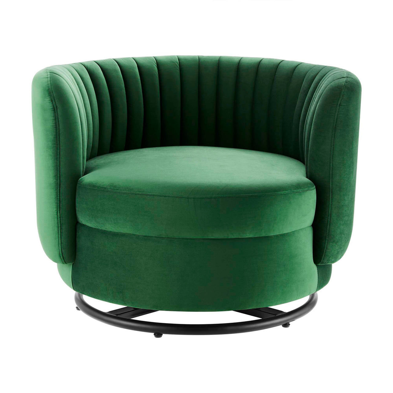 Persephone Velvet Swivel Accent Chair, Black & Emerald