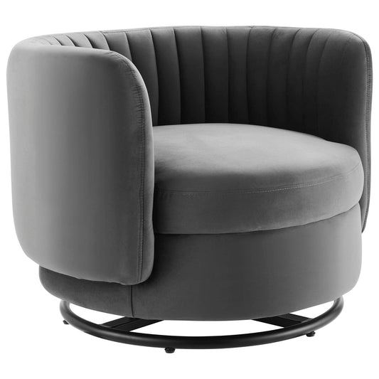 Persephone Velvet Swivel Accent Chair, Black & Gray