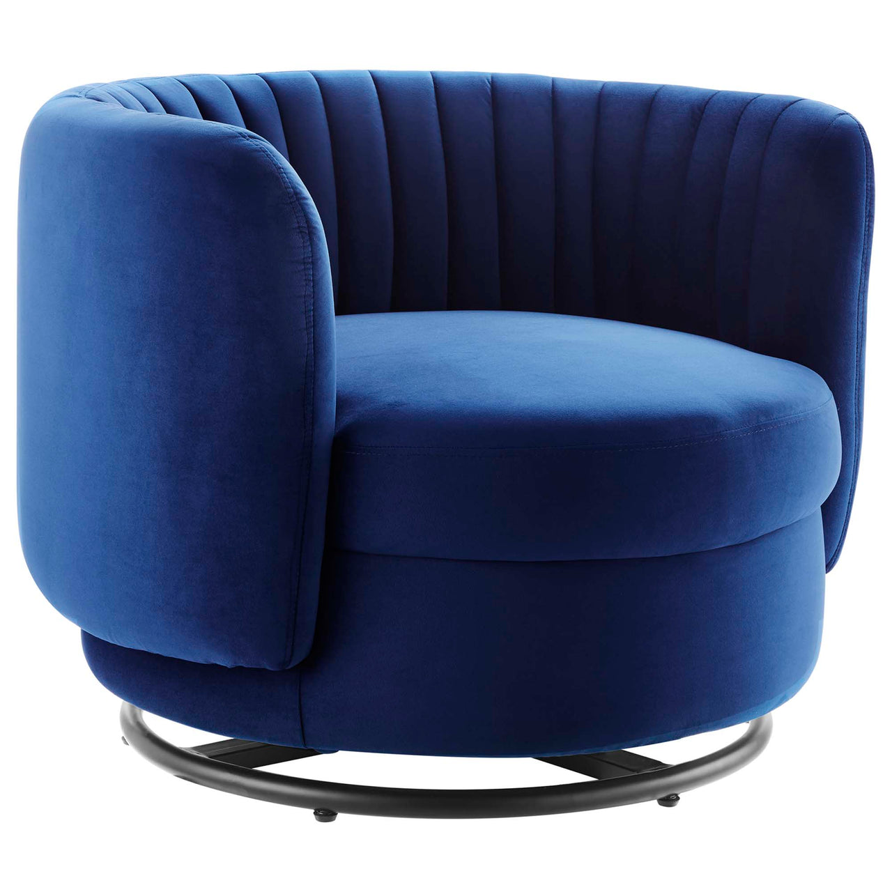 Persephone Velvet Swivel Accent Chair, Black & Navy