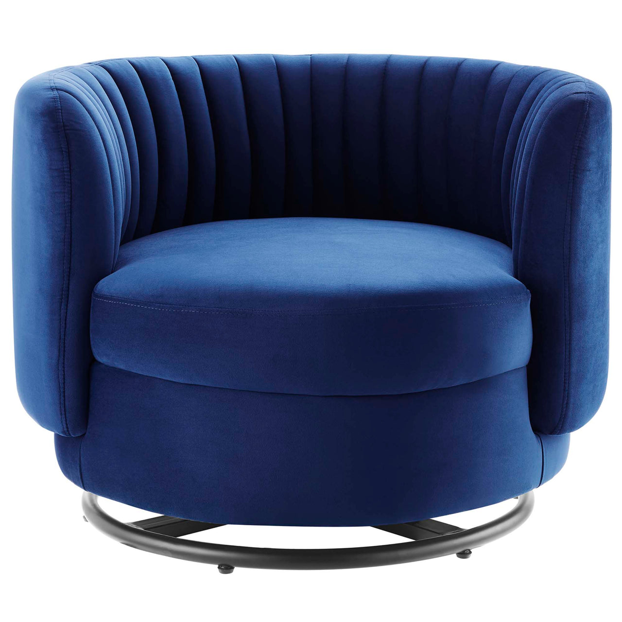 Persephone Velvet Swivel Accent Chair, Black & Navy