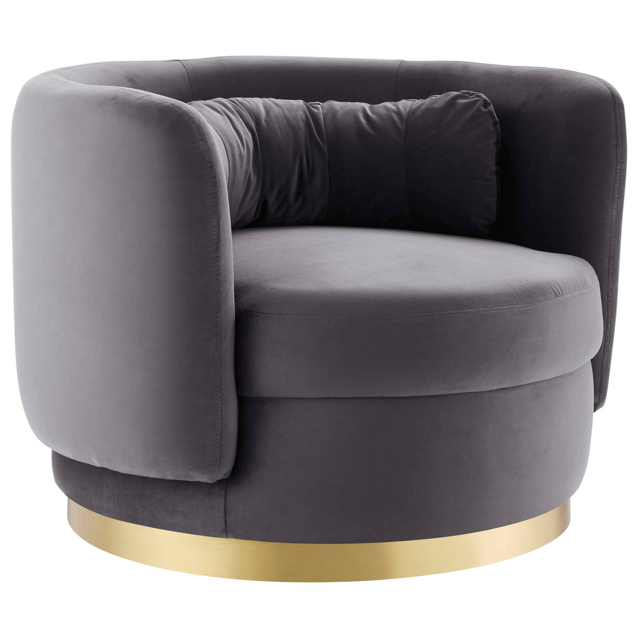 Rava Upholstered Velvet Swivel Chair, Gold & Gray