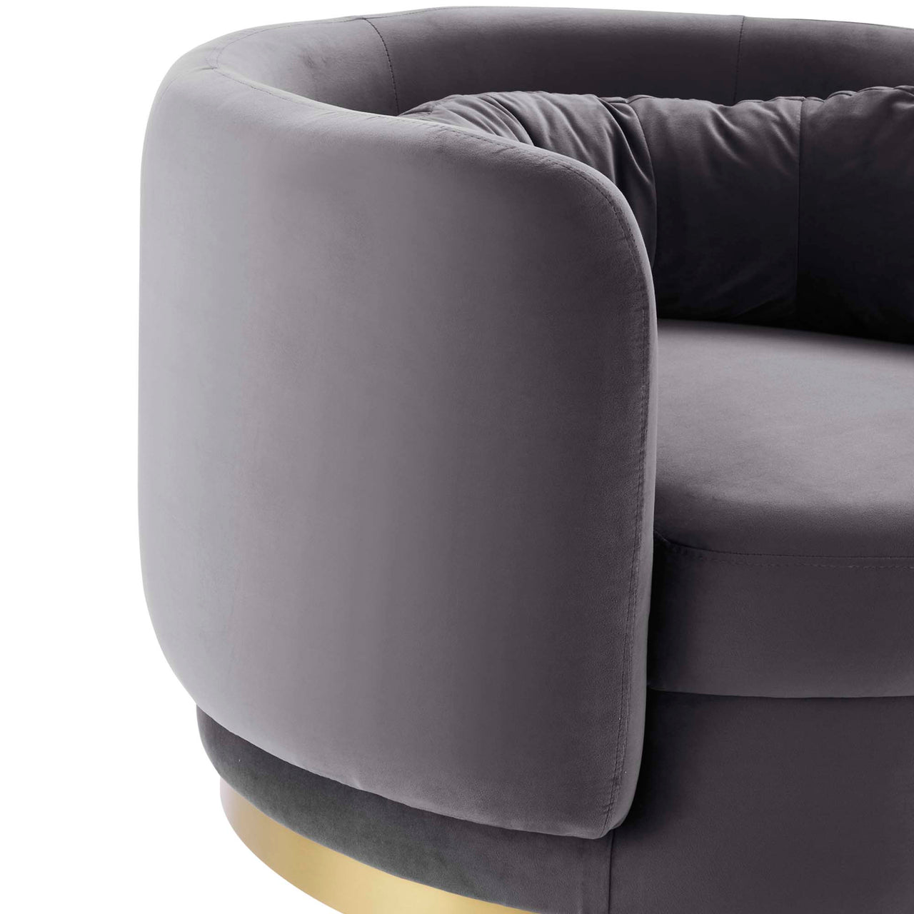 Rava Upholstered Velvet Swivel Chair, Gold & Gray