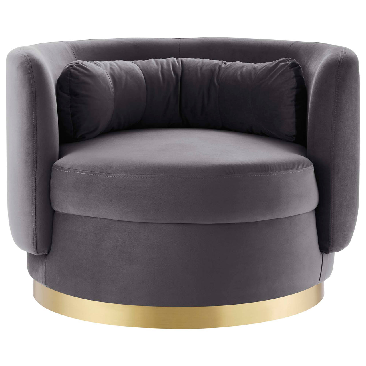 Rava Upholstered Velvet Swivel Chair, Gold & Gray