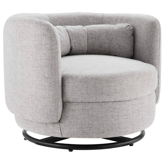 Rava Fabric Swivel Chair, Black & Light Gray