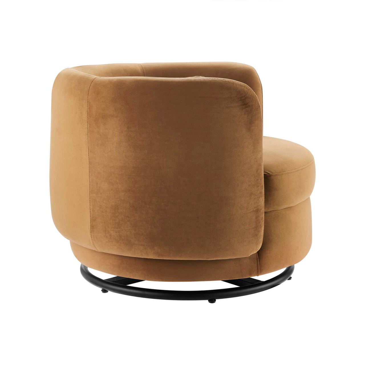Rava Upholstered Velvet Swivel Chair, Black & Cognac