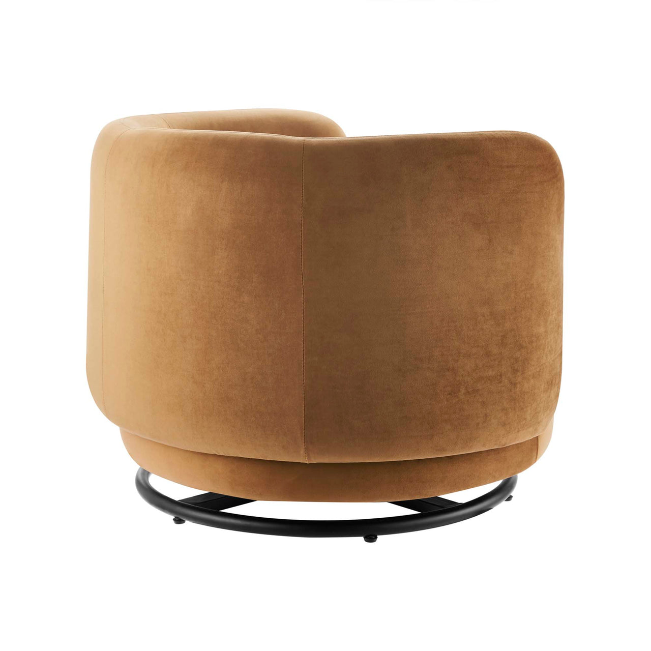 Rava Upholstered Velvet Swivel Chair, Black & Cognac