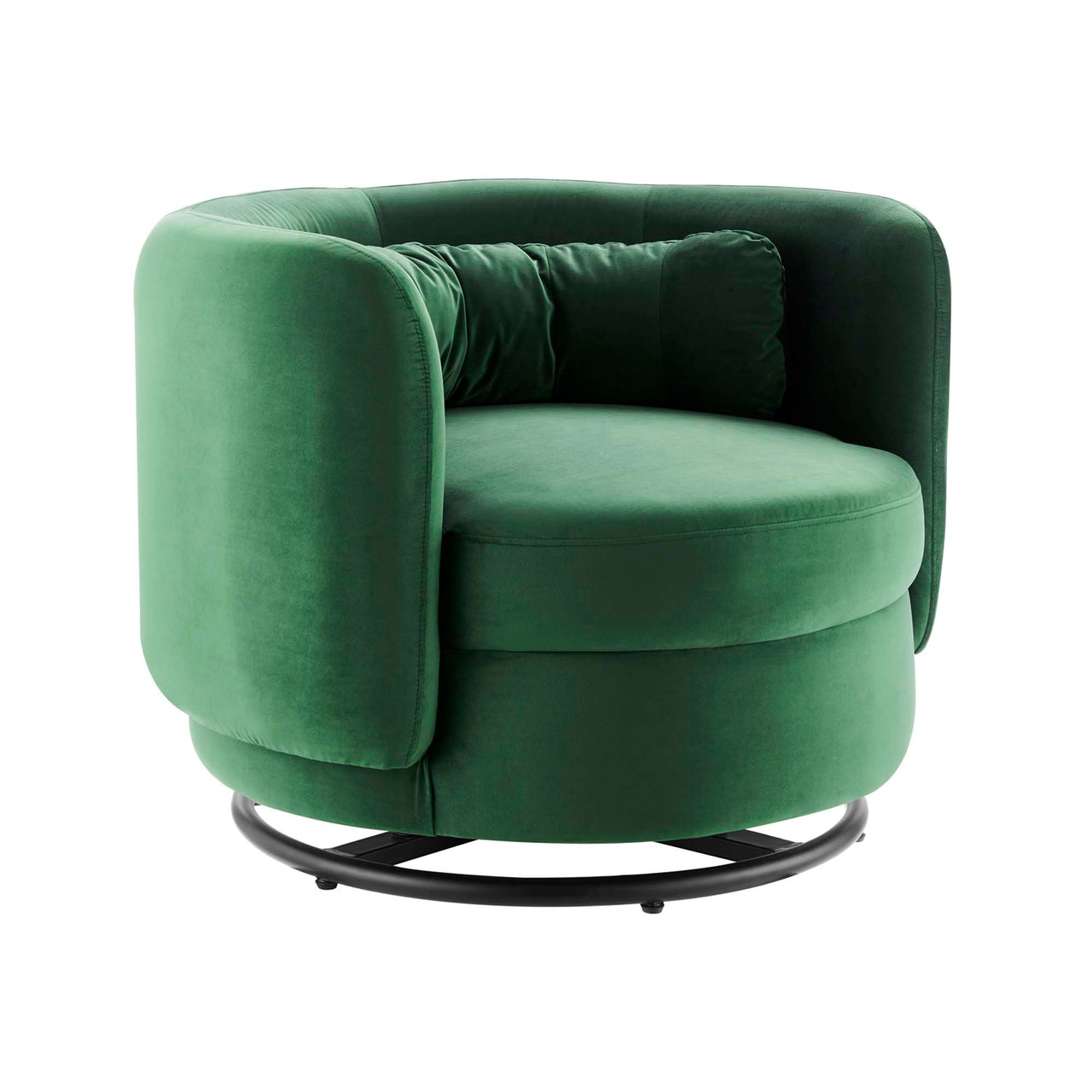 Rava Upholstered Velvet Swivel Chair, Black & Emerald