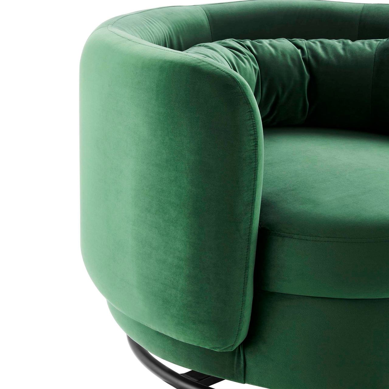 Rava Upholstered Velvet Swivel Chair, Black & Emerald