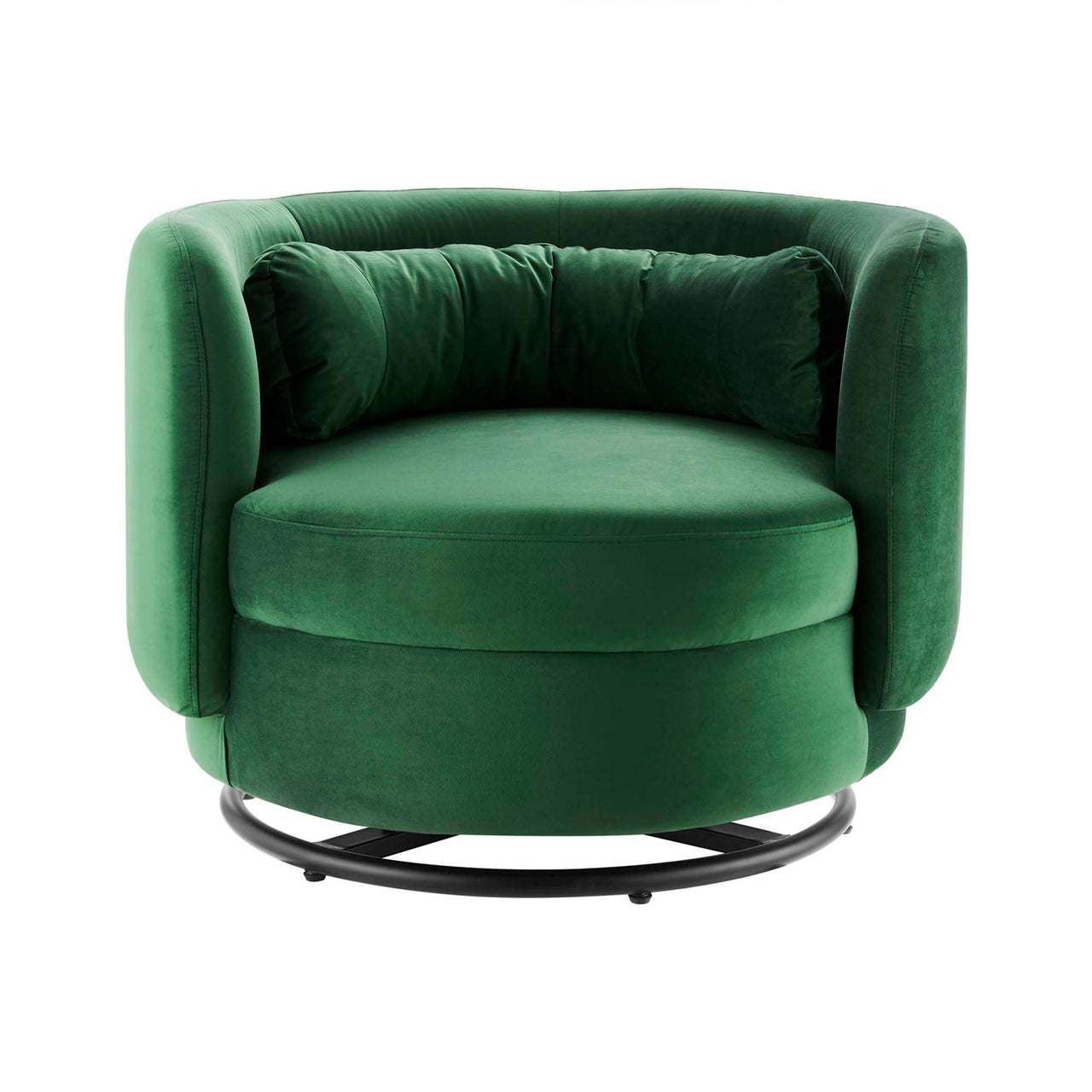 Rava Upholstered Velvet Swivel Chair, Black & Emerald