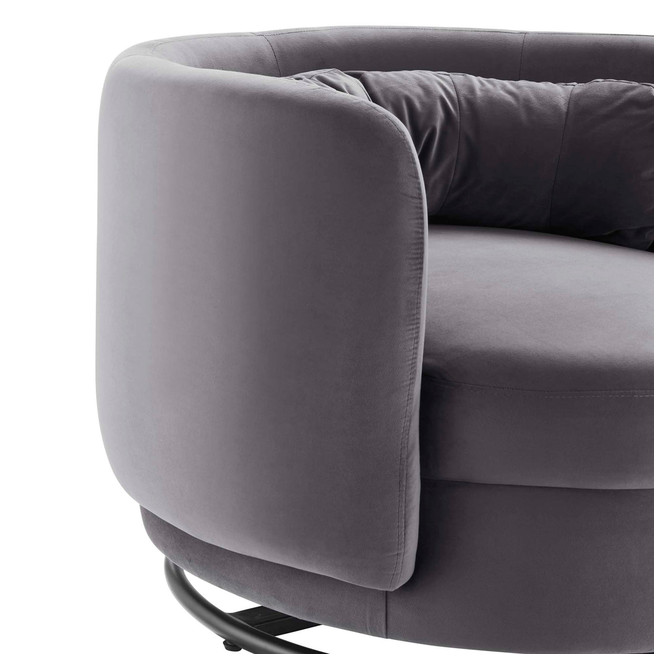 Rava Upholstered Velvet Swivel Chair, Black & Gray