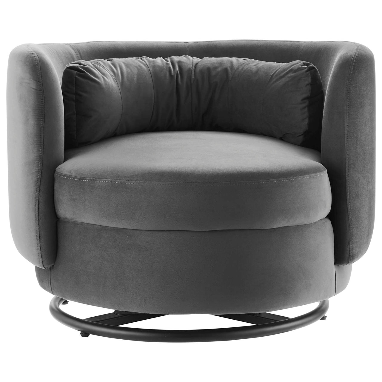 Rava Upholstered Velvet Swivel Chair, Black & Gray