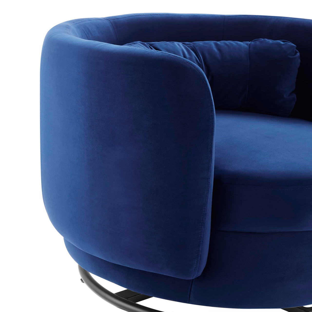 Rava Upholstered Velvet Swivel Chair, Black & Navy