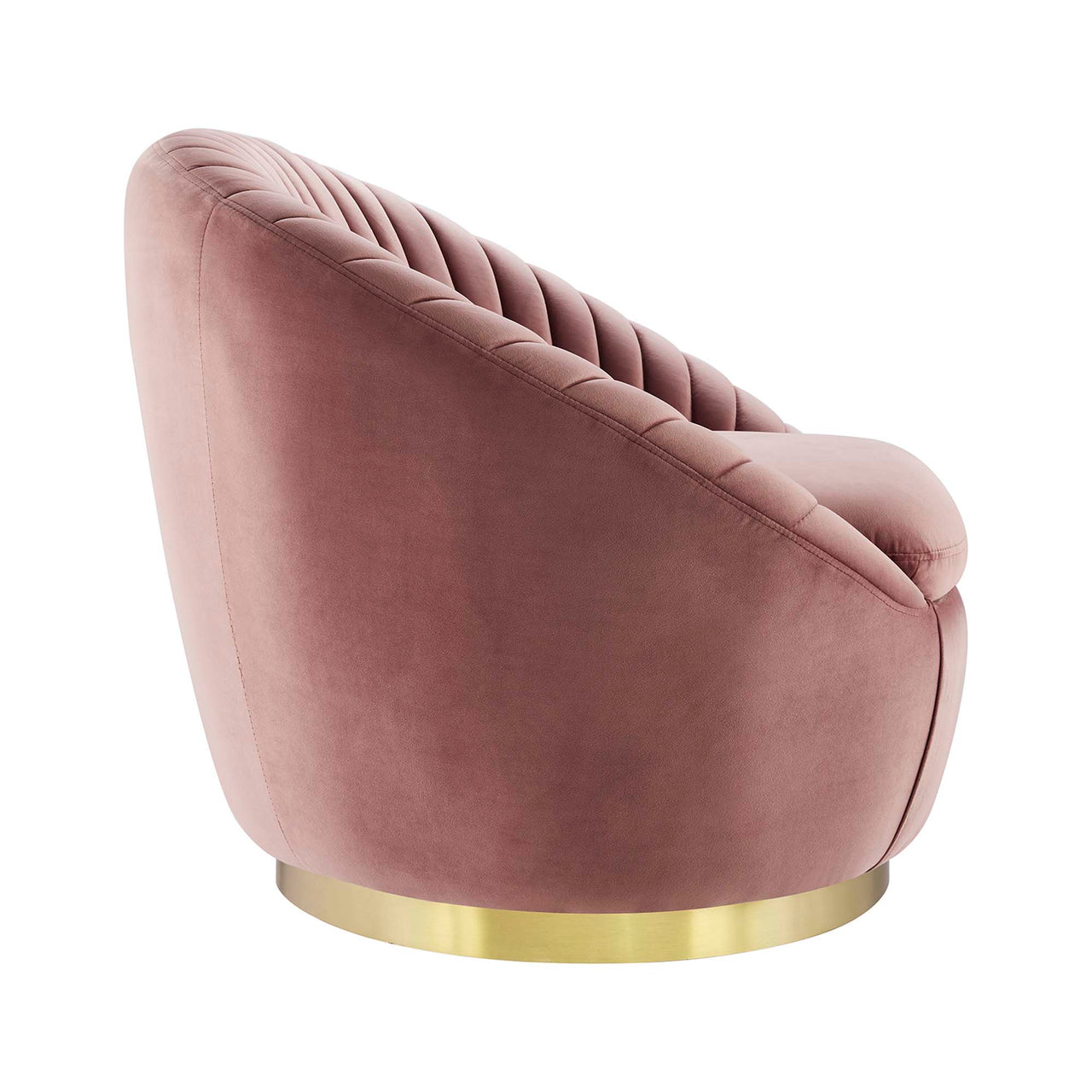 Arielle Velvet Swivel Chair, Gold & Dusty Rose