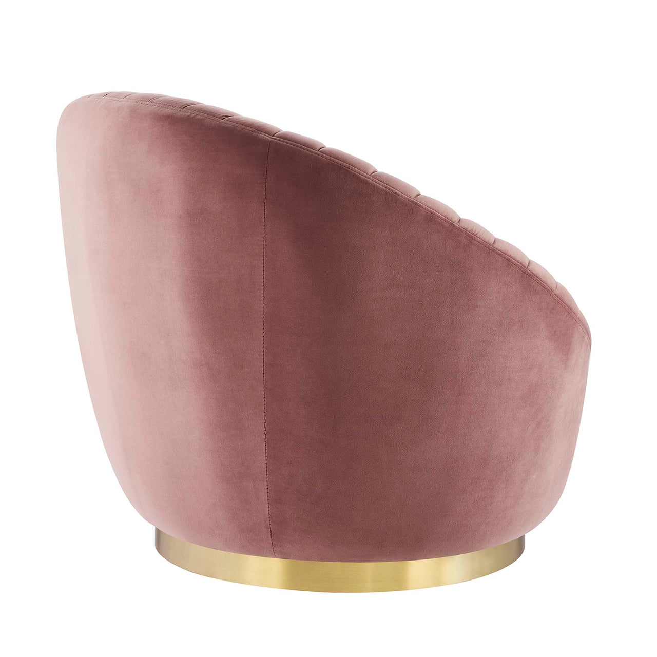 Arielle Velvet Swivel Chair, Gold & Dusty Rose