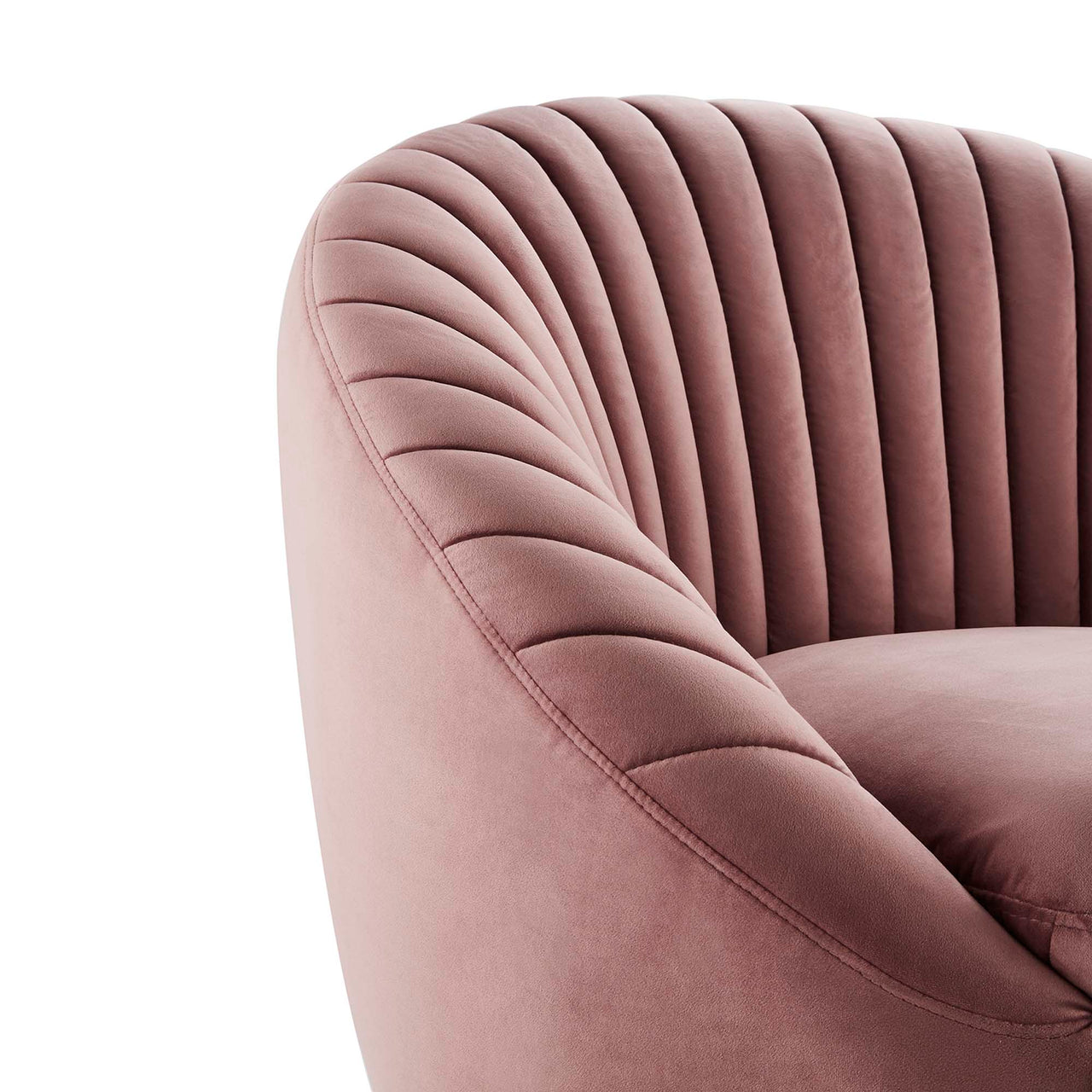 Arielle Velvet Swivel Chair, Gold & Dusty Rose