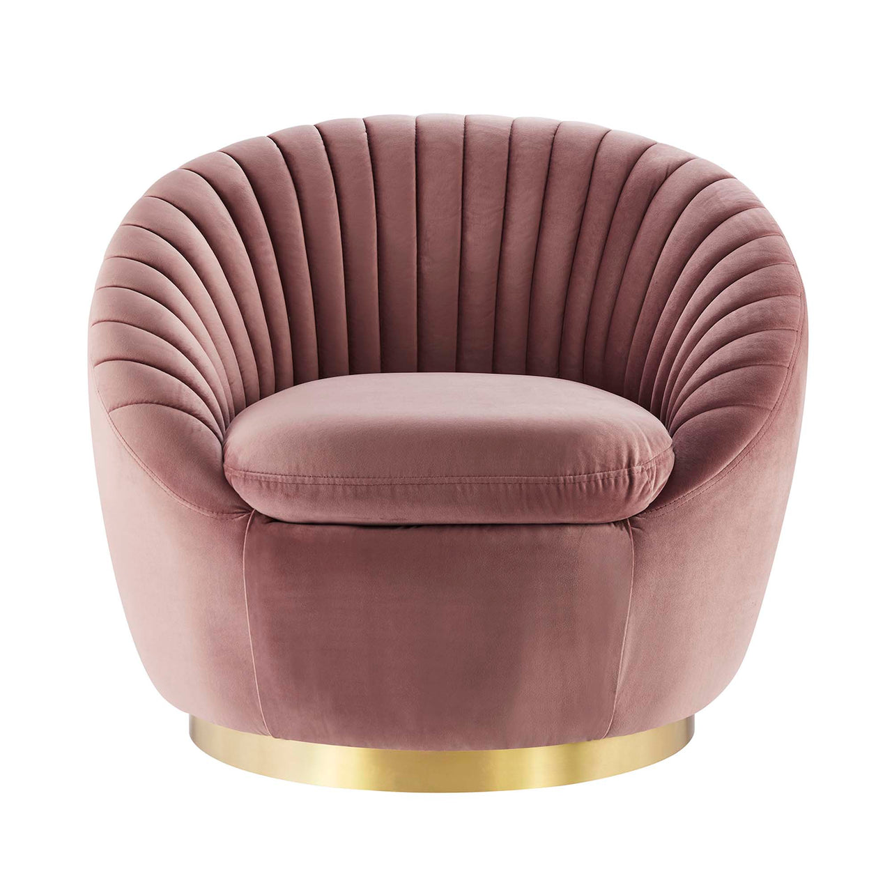 Arielle Velvet Swivel Chair, Gold & Dusty Rose