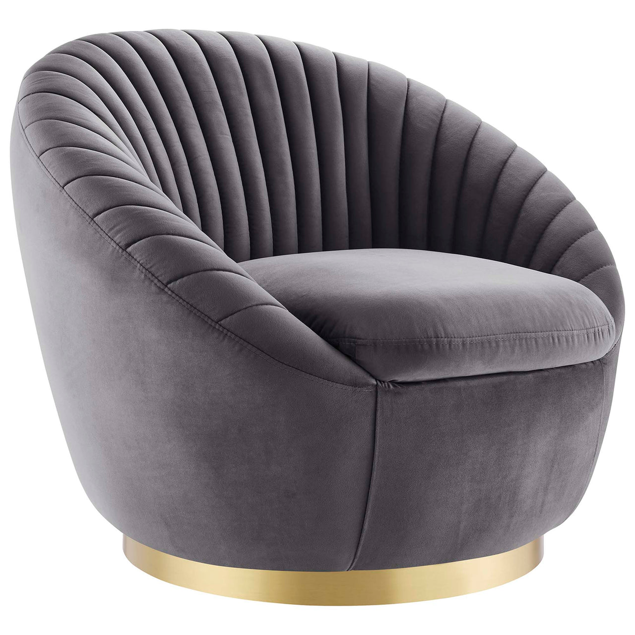 Arielle Velvet Swivel Chair, Gold & Gray