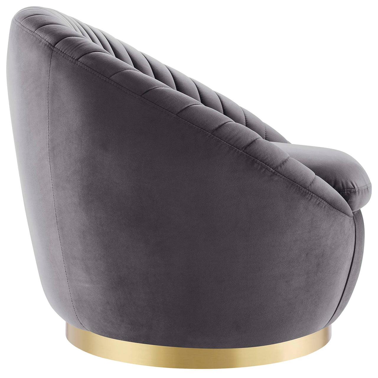 Arielle Velvet Swivel Chair, Gold & Gray