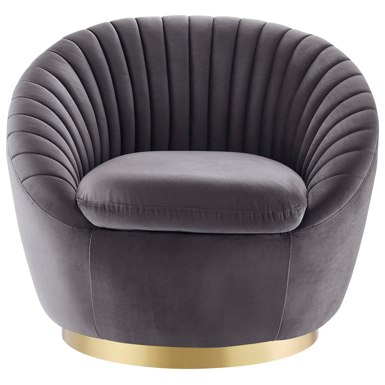 Arielle Velvet Swivel Chair, Gold & Gray