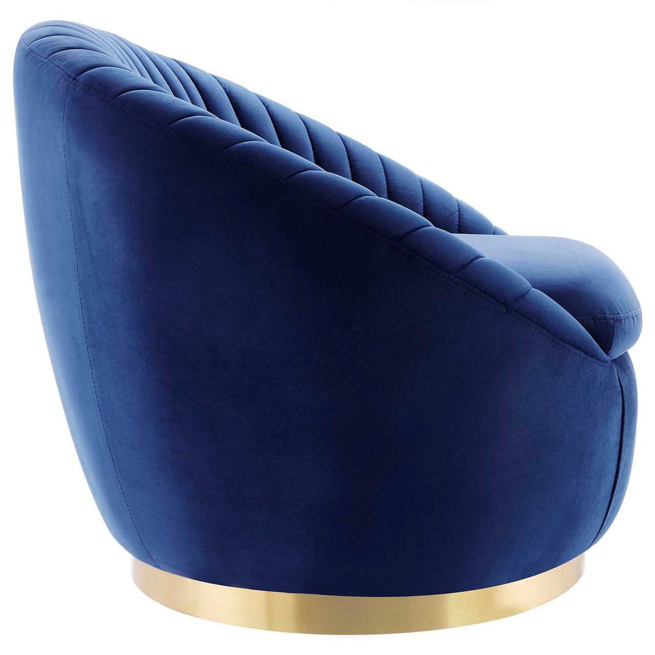 Arielle Velvet Swivel Chair, Gold & Navy