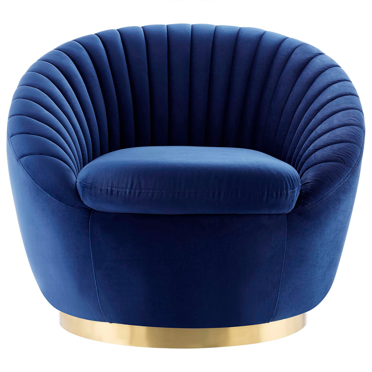 Arielle Velvet Swivel Chair, Gold & Navy