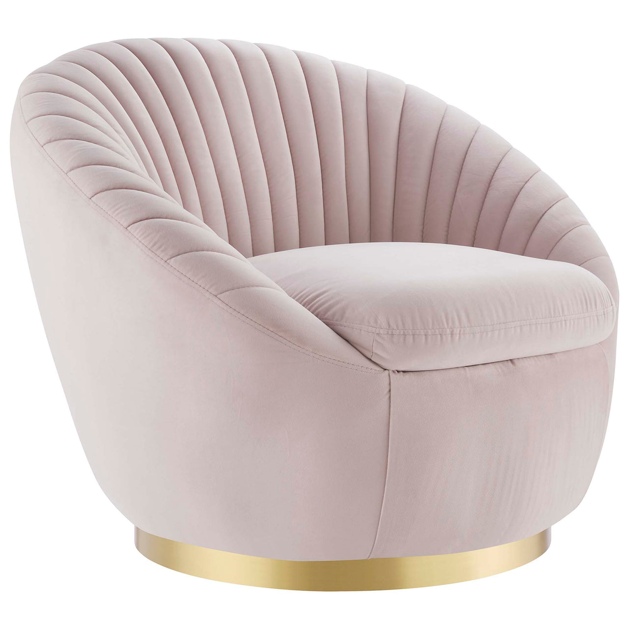 Arielle Velvet Swivel Chair, Gold & Pink