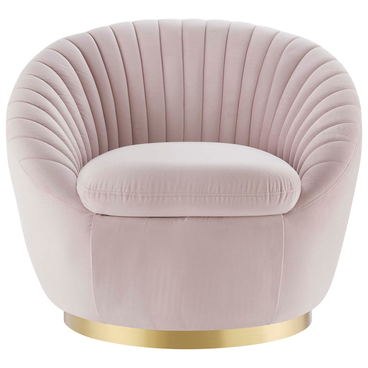Arielle Velvet Swivel Chair, Gold & Pink