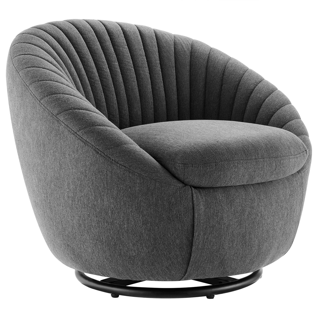 Arielle Fabric Swivel Chair, Black & Charcoal