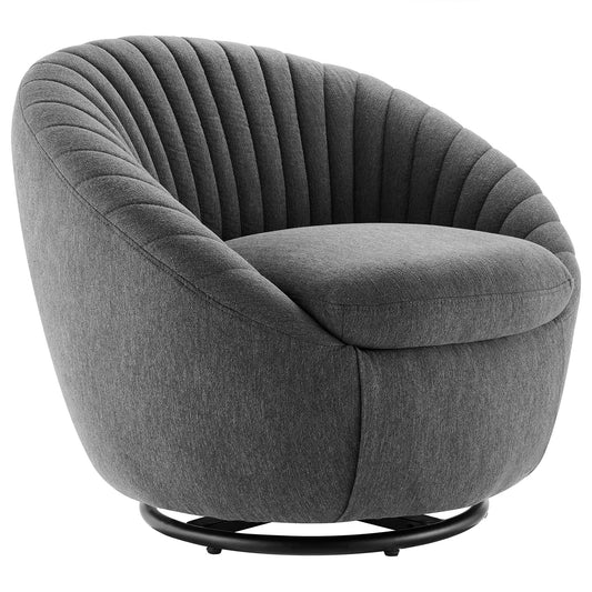 Arielle Fabric Swivel Chair, Black & Charcoal