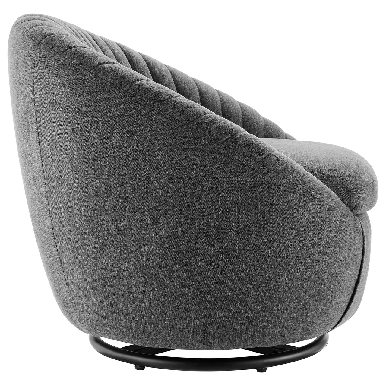 Arielle Fabric Swivel Chair, Black & Charcoal