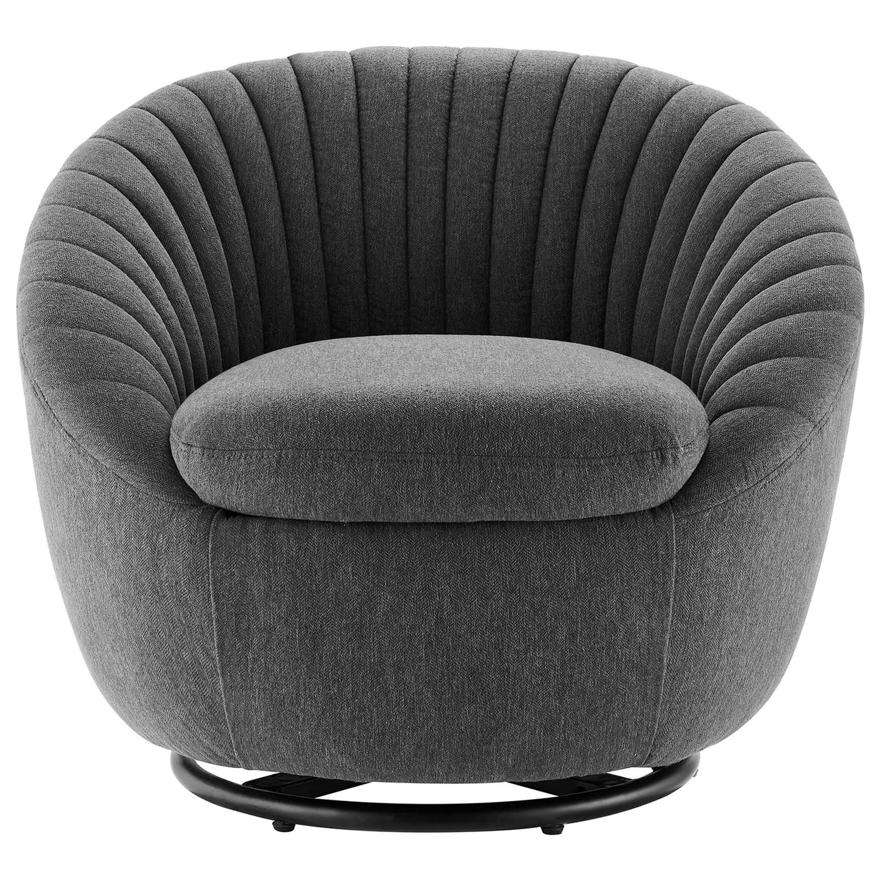 Arielle Fabric Swivel Chair, Black & Charcoal