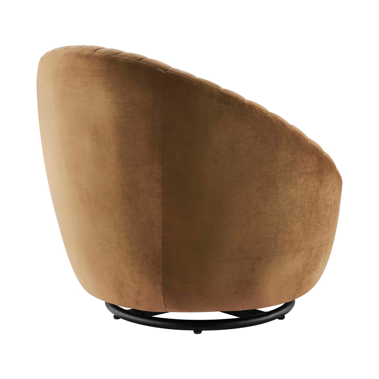 Arielle Velvet Swivel Chair, Black & Cognac