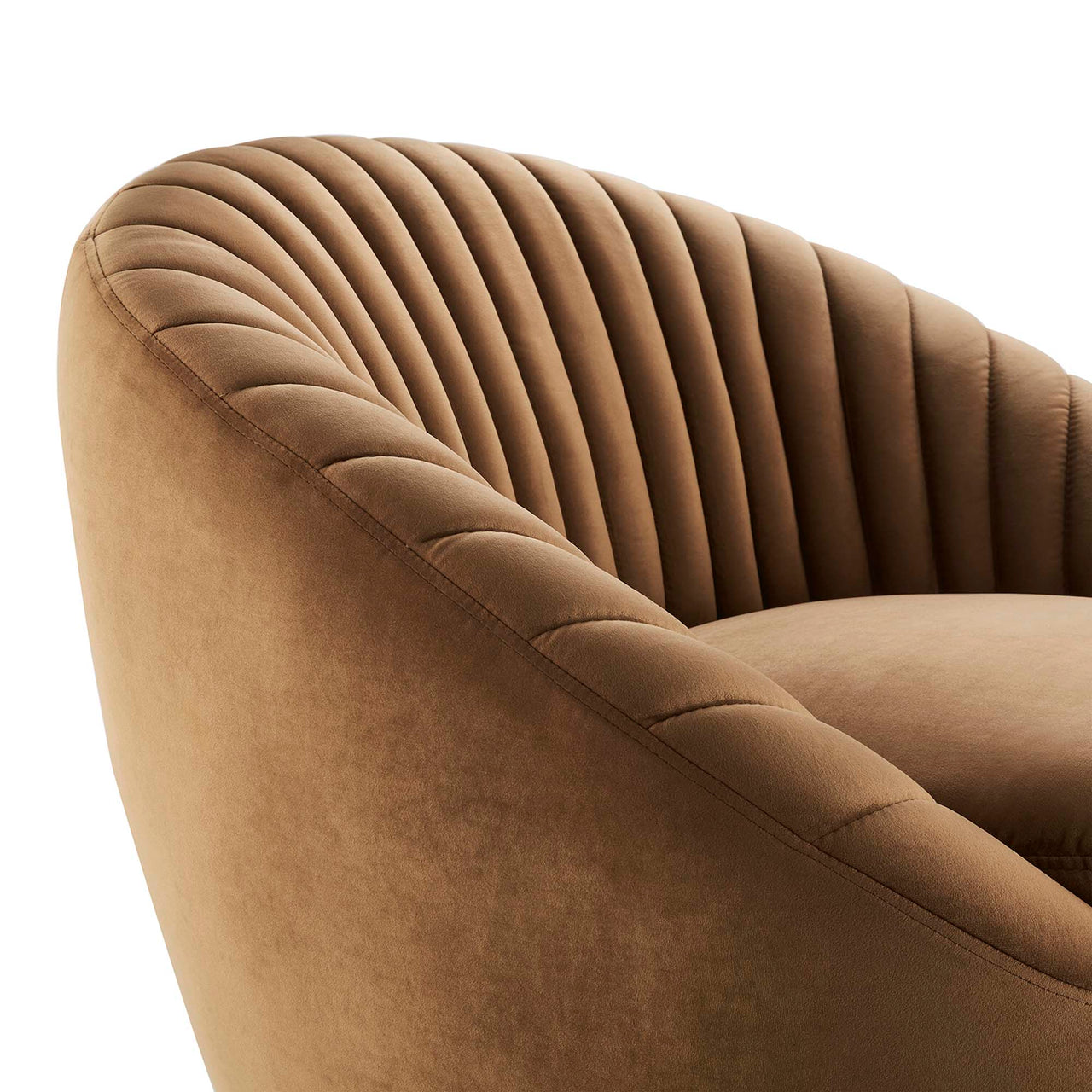 Arielle Velvet Swivel Chair, Black & Cognac